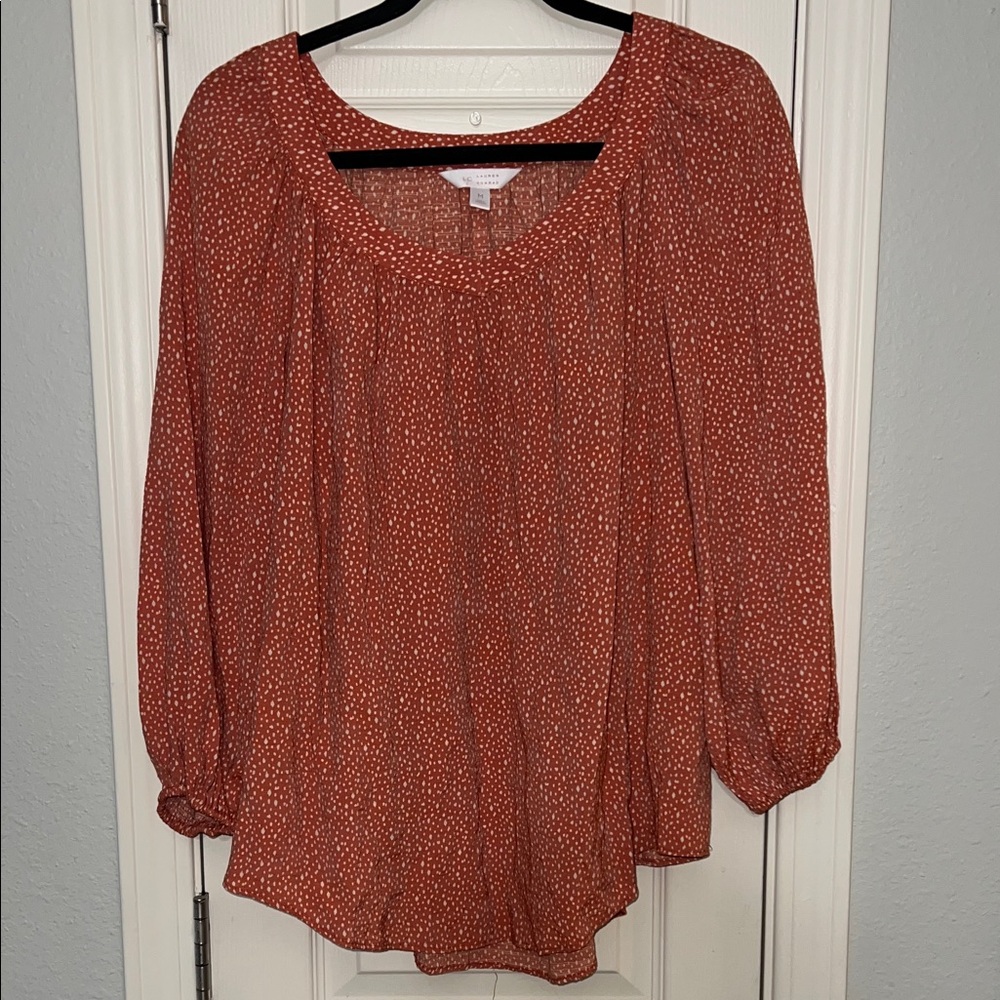 Lauren Conrad Rust 3/4 Sleeve Blouse